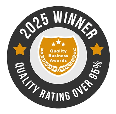 A badge celebrating being a winner of a Quality Business Award