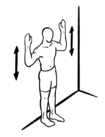 Wall angel exercise instruction example.
