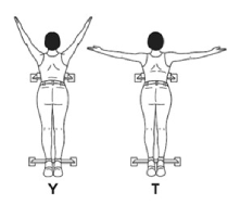 Prone Y and T Raises exercise instruction example.